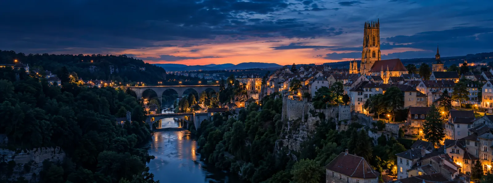 Vue emblématique de Fribourg