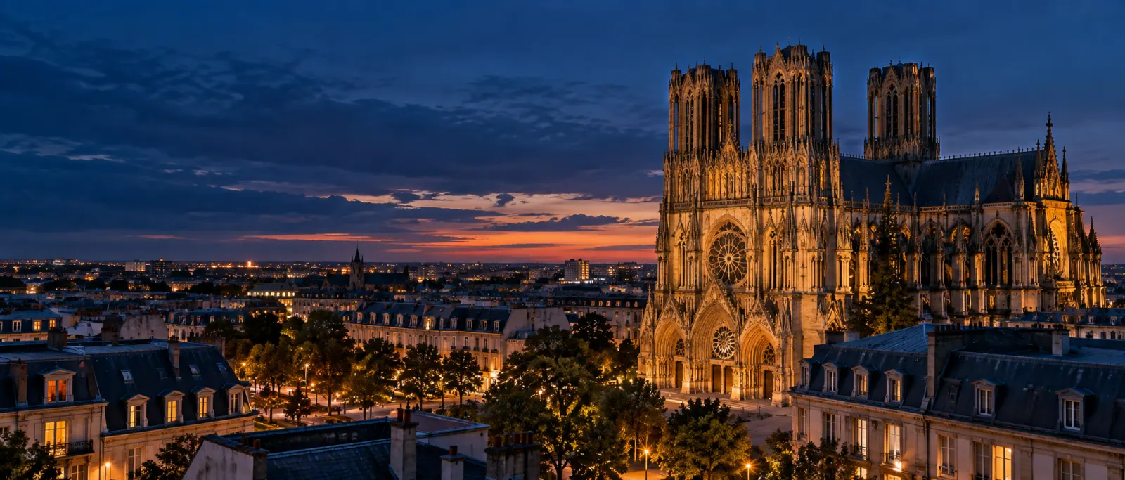 Vue emblématique de Reims