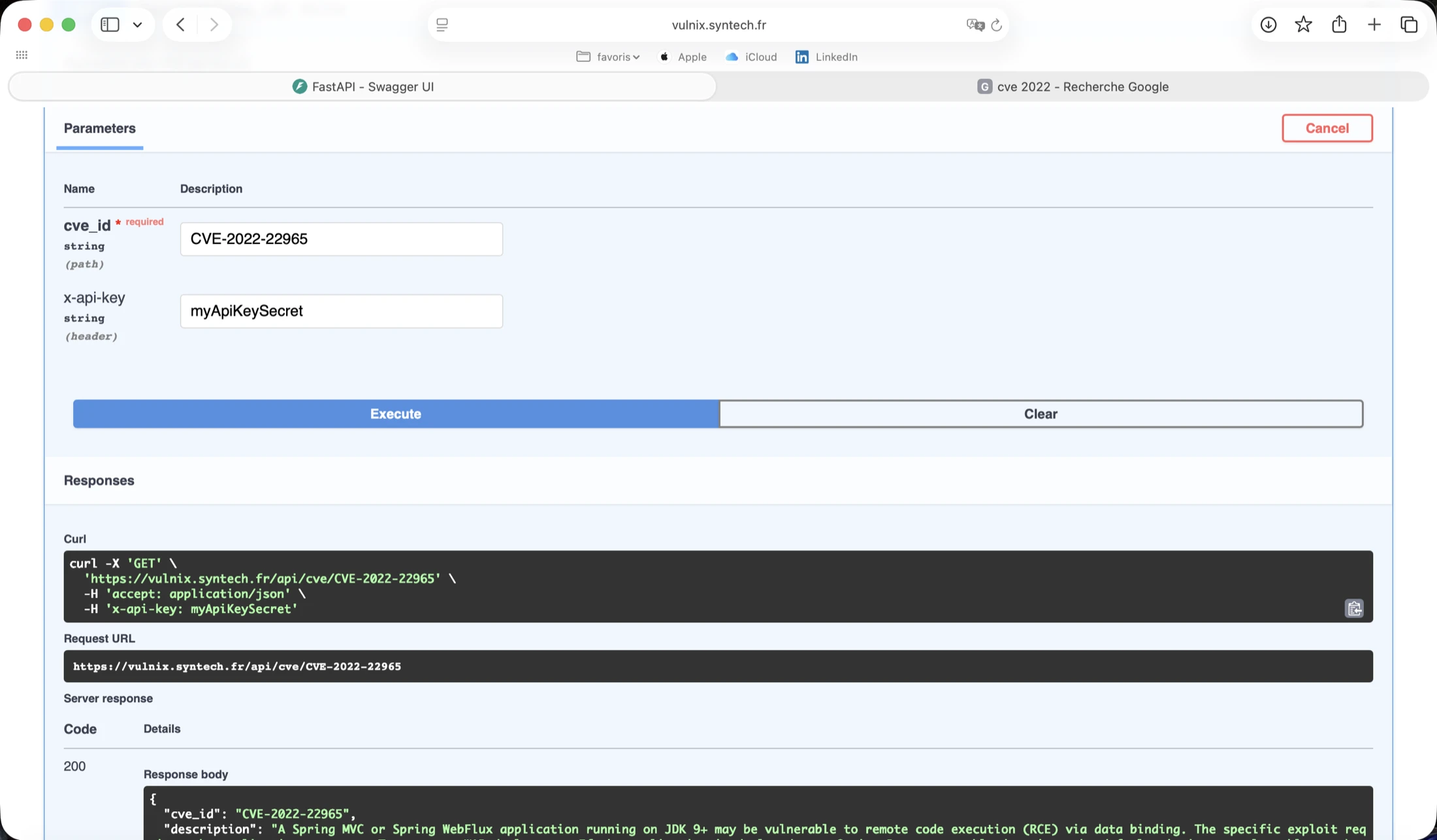 Documentation Swagger de Vulnix